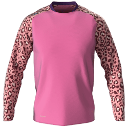 Trikot A pink sports shirt with long sleeves and a leopard print on the sleeves offered by the brand 'owayo'.