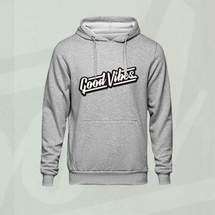 Grijze Hoodie met `good vibes`- bedrukking