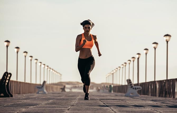 Woman running intervals