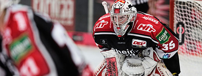 Focused hockey goalie