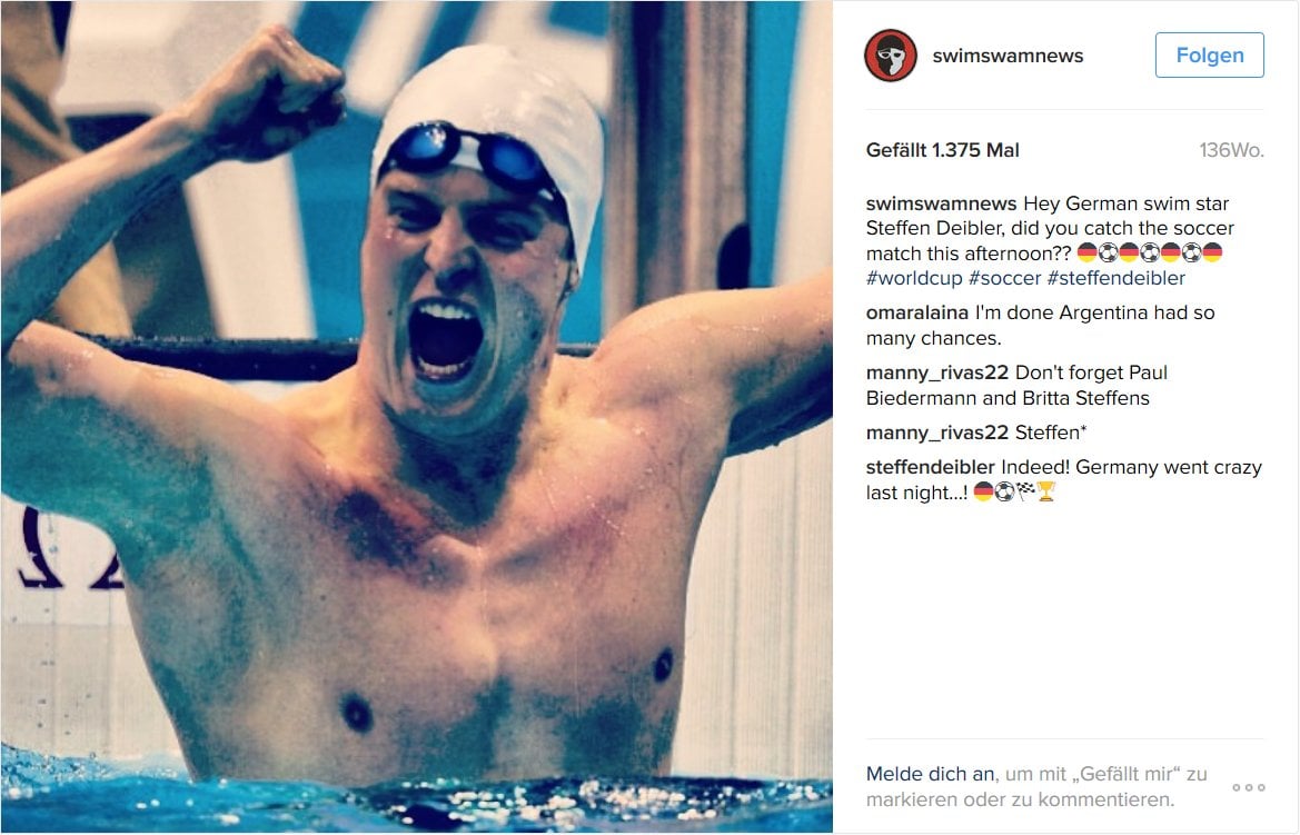 The joy of swimmer Steffen Deibler in the water